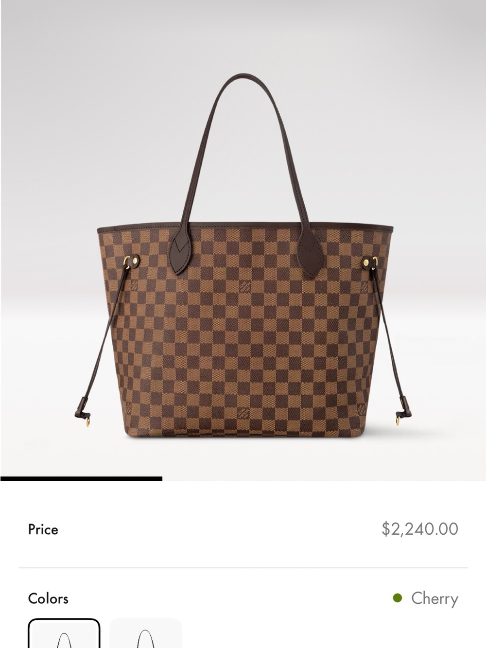 Authentic Louis Vuttion Damier Ebene Neverfull MM Brown Tote